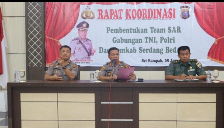 Kapolres Sergai Pimpin Rapat Koordinasi Pembentukan Team SAR Gabungan TNI/Polri dan Pemkab