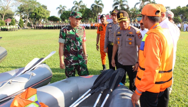 Kapolres Sergai Cek Kesiapan Persiapan Personil Apel Untuk Antisipasi Bencana Alam