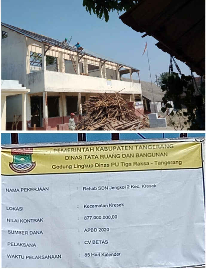 Pembangunan Rehab SDN Jengkol 2 Kecamatan Kresek Kabupaten Tangerang Anggarannya Fantastis