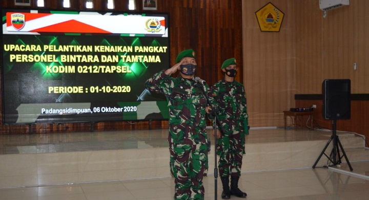 Kodim 0212/Tapsel Gelar Upacara Pelantikan Kenaikan Pangkat