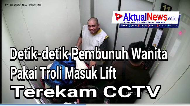 Terekam CCTV, Detik-detik Pembunuh Wanita Pakai Troli Masuk Lift